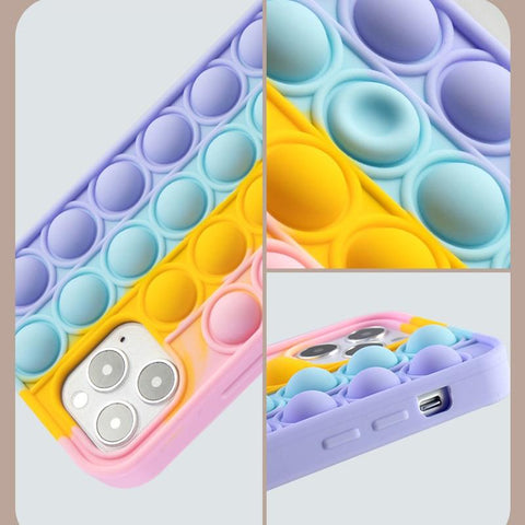 Image of Push It Relieve Stress Fidget Toy Pop Bubble Phone Case For iPhone 11 12 Pro 6 7 8 Plus X XR Xs Max Soft Silicone Rainbow Capa - ALL GIFTS FACTORY