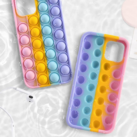 Image of Push It Relieve Stress Fidget Toy Pop Bubble Phone Case For iPhone 11 12 Pro 6 7 8 Plus X XR Xs Max Soft Silicone Rainbow Capa - ALL GIFTS FACTORY