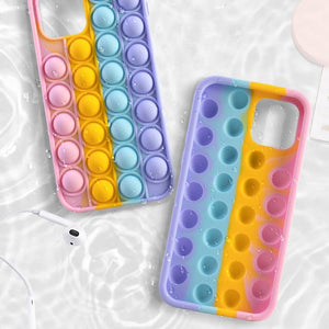 Push It Relieve Stress Fidget Toy Pop Bubble Phone Case For iPhone 11 12 Pro 6 7 8 Plus X XR Xs Max Soft Silicone Rainbow Capa - ALL GIFTS FACTORY