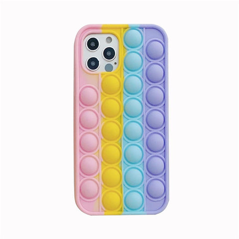 Image of Push It Relieve Stress Fidget Toy Pop Bubble Phone Case For iPhone 11 12 Pro 6 7 8 Plus X XR Xs Max Soft Silicone Rainbow Capa - ALL GIFTS FACTORY