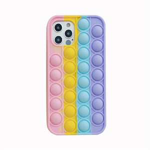 Push It Relieve Stress Fidget Toy Pop Bubble Phone Case For iPhone 11 12 Pro 6 7 8 Plus X XR Xs Max Soft Silicone Rainbow Capa - ALL GIFTS FACTORY