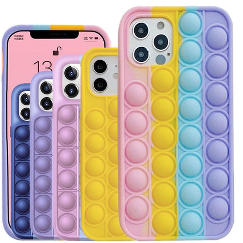 Image of Push It Relieve Stress Fidget Toy Pop Bubble Phone Case For iPhone 11 12 Pro 6 7 8 Plus X XR Xs Max Soft Silicone Rainbow Capa - ALL GIFTS FACTORY