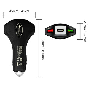 QC 3.0 3 Port USB Fast Charging Car Charger - ALL GIFTS FACTORY