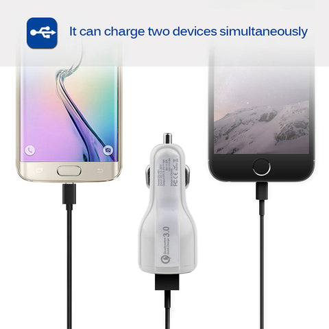 Image of QC3.0+3.1A Dual USB Fast Charging Car Charger - ALL GIFTS FACTORY