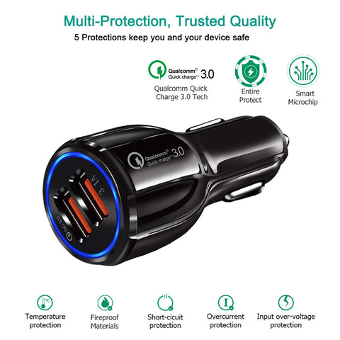 Image of QC3.0+3.1A Dual USB Fast Charging Car Charger - ALL GIFTS FACTORY