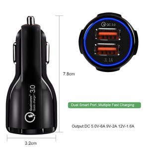 QC3.0+3.1A Dual USB Fast Charging Car Charger - ALL GIFTS FACTORY