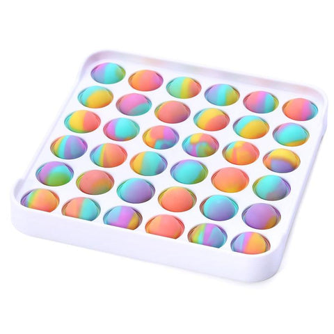 Image of Push Bubble Pops Fidget Sensory Toy Game board with Retail box packaging