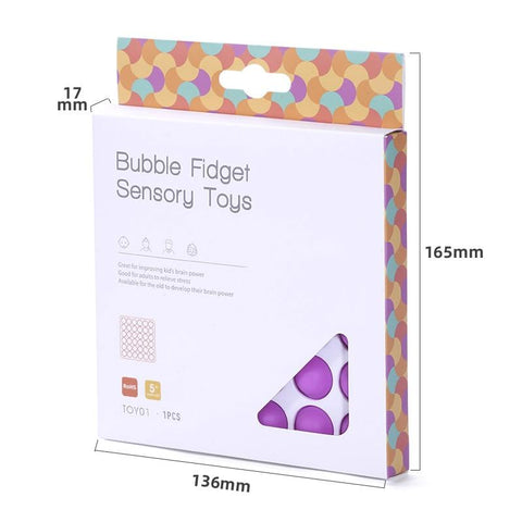 Image of Push Bubble Pops Fidget Sensory Toy Game board with Retail box packaging