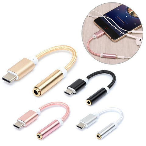 Image of Type-c to 3.5mm braided audio jack connector - ALL GIFTS FACTORY