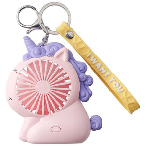 Usb Small Fans Cartoon Unicorn Keychain Portable Mini Fan