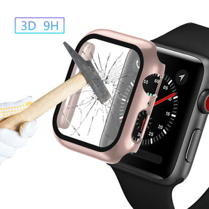 Watch Case+Glass for Apple Watch 6 SE Series 5 3 4 PC Slim Case for IWatch 6 5 4 3 Thin Protector Plastic Frame 40mm 44 38 42mm