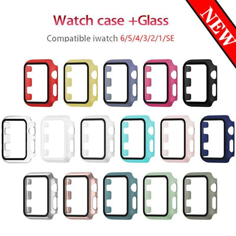 Image of Watch Case+Glass for Apple Watch 6 SE Series 5 3 4 PC Slim Case for IWatch 6 5 4 3 Thin Protector Plastic Frame 40mm 44 38 42mm