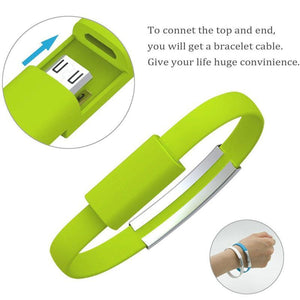 Wristband USB Charger short Cable for iPhone Android Micro USB and Type C - ALL GIFTS FACTORY