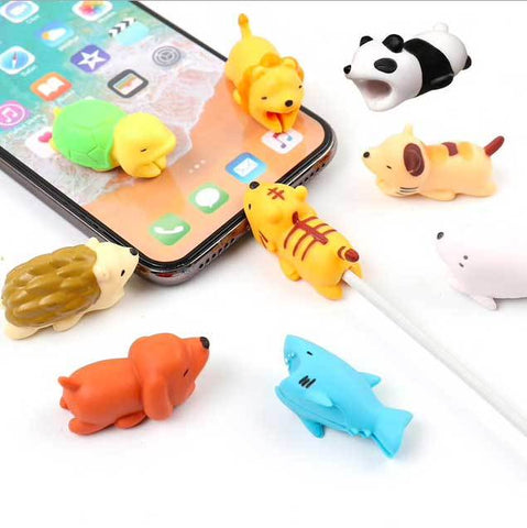 Image of Cute 3D animals cable protectors for usb charging cables