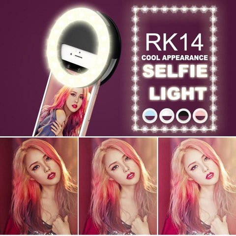 Image of best RK14 LED Selfie Ring Light with 3 Brightness Modes 33 LEDs Rechargeable Battery