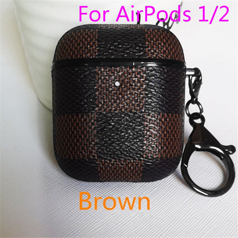 Image of Luxury Leather case for Airpods 1 2 with keychain - ALL GIFTS FACTORY