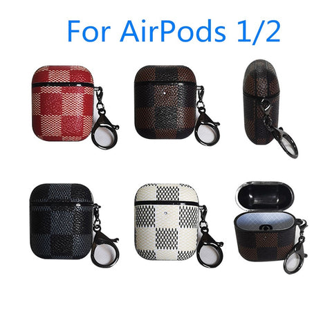 Image of Luxury Leather case for Airpods 1 2 with keychain - ALL GIFTS FACTORY