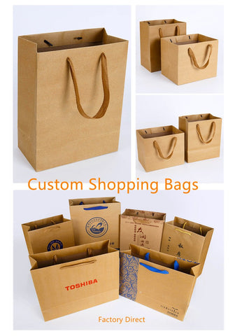 Image of Custom paper bag with logo print for shopping bags - ALL GIFTS FACTORY