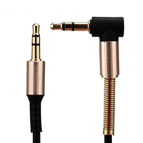 Image of 90 degree right angle aux cable 3.5 mm male to male audio cord